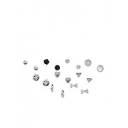 Set of 9 Rhinestone Metallic Stud Earrings - Earrings - $5.99 