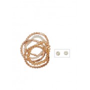 Set of Beaded and Rhinestone Bracelets with Matching Earrings - Bracelets - $6.99 