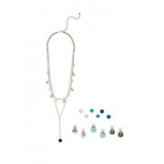 Set of Reversible and Stud Earrings with Layered Necklace - Earrings - $7.99 