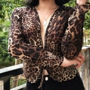 Sexy Deep V-neck Leopard Print Chiffon L - Košulje - kratke - $25.99  ~ 165,10kn