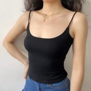 Sexy big U-neck slim and simple comfortable threaded camisole - Shirts - $25.99 