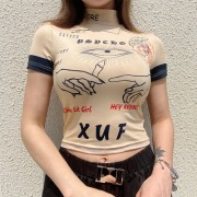 Sexy funny personality creative graffiti printed slim short sleeve T-shirt - Рубашки - короткие - $19.99  ~ 17.17€
