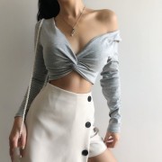 Sexy suit with chest pad double V twist - Košulje - kratke - $25.99  ~ 165,10kn