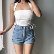 Sexy tube top halter neck halter backless high waist drawstring elastic tube top - Рубашки - короткие - $25.99  ~ 22.32€