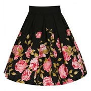 SheIn Women's Casual Floral Print Vintage Box A-Line Pleated Midi Skirt - スカート - $23.99  ~ ¥2,700