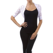 Sheer Versatile Stretch Floral Victorian Cropped Lace Bolero Shirred Sleeve Cocktail Shrug Jacket - Jacket - coats - $22.99 