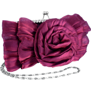 Sheer Wild Rose Rhinestones Frame Clasp Clutch Baguette Evening Handbag Purse w/2 Hidden Detachable Chains Fuchsia - Hand bag - $39.99 