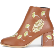 Shein Pu Leaf Embroidery Ankle Boots - Uncategorized - $73.00  ~ ¥8,216