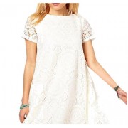 Sheng Xi Womens Soft Batwing Hollow Out V-Neck Tie Neck Casual Dress - Dresses - $18.81 