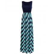Sherosa Women Boho Chevron Striped Print Summer Sleeveless Tank Long Maxi Party Dress - Kleider - $8.99  ~ 7.72€