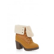 Sherpa Cuff Lace Up Booties - Boots - $19.99 