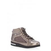 Shimmer Lace Up High Top Sneakers - Tênis - $12.99  ~ 11.16€