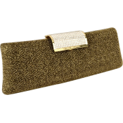 Shimmering Rhinestone Clasp Long Hard Case Box Clutch Evening Bag Baguette Purse Minaudiere w/2 Shoulder Chain Straps Gold - Borse con fibbia - $25.50  ~ 21.90€