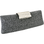 Shimmering Rhinestone Clasp Long Hard Case Box Clutch Evening Bag Baguette Purse Minaudiere w/2 Shoulder Chain Straps Gray - Torbe z zaponko - $25.50  ~ 21.90€