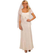 Short Sleeve Empire Waist Lace Overlay Full Length Wedding Gown Bridal Dress - Свадебные платья - $99.99  ~ 85.88€