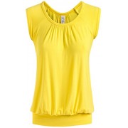 Short Sleeve Top Loose Fit Top for Women Scoop Neck Gathered Banded Shirt - USA - Camisa - curtas - $15.99  ~ 13.73€