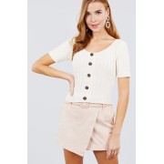 Short Slv Rib Sweater Top - Pulôver - $12.65  ~ 10.86€