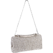 Silver Dazzling Vintage Crystals Rhinestones Clasp Soft Mesh Clutch Baguette Evening Bag Handbag Purse w/Detachable Chain - Hand bag - $199.90 