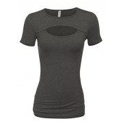 Simlu Womens Keyhole Top Short Sleeve Tops Reg and Plus Size- Made in USA - Shirts - $21.99 