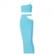 Single side sling exposed umbilical vest hollow long skirt suit - Haljine - $19.99  ~ 17.17€
