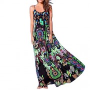 Siviki Factory Selling! Bohemian Beach Dress Womens Floral Print Sling Long Dress Sleeveless Summer - Dresses - $9.99 
