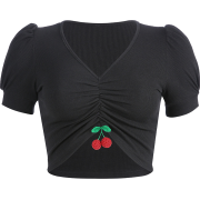 Small Cherry Pleated Slim Short Navel T- - Košulje - kratke - $19.99  ~ 126,99kn