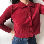 Small lapel single-breasted sweater knit - Jacket - coats - $32.99 