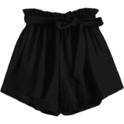 Smocked Belted High Waisted Shorts - Calções - 