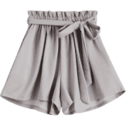 Smocked Belted High Waisted Shorts - Shorts - 