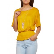 Smocked Waist Top with Necklace - Top - $7.99  ~ 6.86€