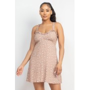 Smocking Sleeve Mini Print Dress - Dresses - $25.30 