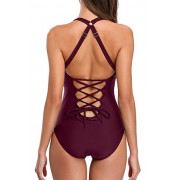 Sociala Women Deep Plunge One Piece Swimsuit Lace-up Back Monokini Bathing Suit - Fato de banho - $39.99  ~ 34.35€