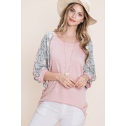 Solid French Terry Fashion Top - Long sleeves shirts - $27.50 