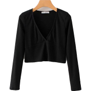 Solid color knit V-neck long sleeve bott - Shirts - lang - $25.99  ~ 22.32€