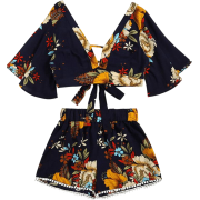 Floral Top+Shorts Set - 半袖衫/女式衬衫 - $26.00  ~ ¥174.21