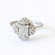 Square Diamond, Princess cut Unique Enga - Rings - 