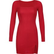 Square Neck Split Slim Dress - Vestidos - $17.59  ~ 15.11€