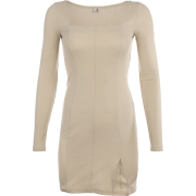 Square Neck Split Slim Dress - Kleider - $17.59  ~ 15.11€