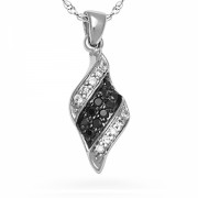 Sterling Silver Black and White Round Diamond Twisted Fashion Pendant (1/6 cttw) - Pendants - $58.50 