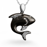 Sterling Silver Diamond Black Shark Pendant (0.12 ctttw) - Anhänger - $59.98  ~ 51.52€