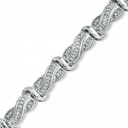 Sterling Silver Princess-cut Diamond Twisted Fashion Bracelet (1cttw) - Bracelets - $199.00 