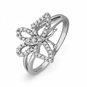 Sterling Silver Round Diamond Butterfly Fashion Ring (1/5 cttw) - Rings - $69.50 