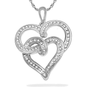 Sterling Silver Round Diamond Double Heart Pendant (1/5 cttw) - Подвески - $76.50  ~ 65.70€