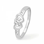 Sterling Silver Round Diamond Double Heart Ring (0.08 cttw) - Pierścionki - $49.50  ~ 42.51€