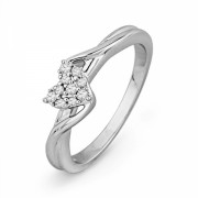 Sterling Silver Round Diamond Heart Ring (1/10 cttw) - Rings - $55.50 