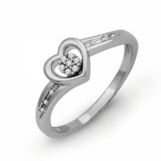 Sterling Silver Round Diamond Heart Ring (1/20 cttw) - Rings - $35.50 