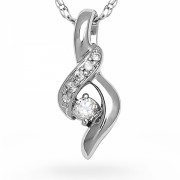 Sterling Silver Round Diamond Twisted Fashion Pendant (0.12 cttw) - Ciondoli - $74.50  ~ 63.99€