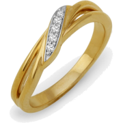 Sterling Silver Yellow Plated Round Diamond Twisted Fashion Ring (1/20 cttw) - Aneis - $39.50  ~ 33.93€