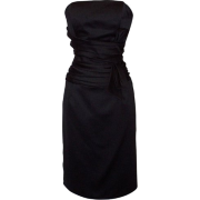 Strapless Satin Sheath Dress Formal Prom Bridesmaid Holiday Party Cocktail Gown Black - Dresses - $57.99 