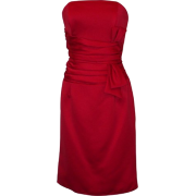 Strapless Satin Sheath Dress Formal Prom Bridesmaid Holiday Party Cocktail Gown Red - Dresses - $57.99 
